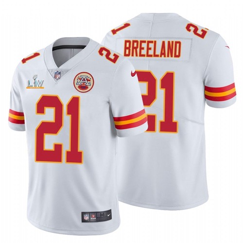 Men's Kansas City Chiefs #21 Bashaud Breeland White 2021 Super Bowl LV Stitched NFL Jersey